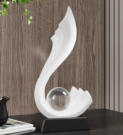 Clear Sphere Sculpture Modern Decorative Base Display Accent