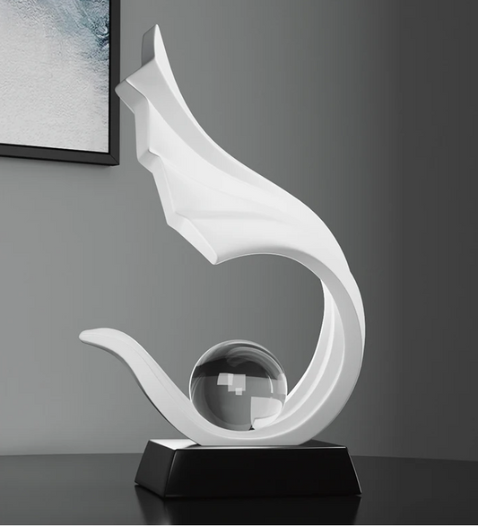 Clear Sphere Sculpture Modern Decorative Base Display Accent