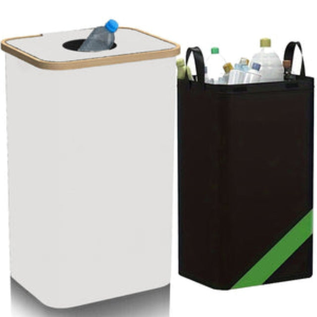 Collapsible Recycling Bin Lidded Storage Box Foldable Waste Sorting Container Carry Handles