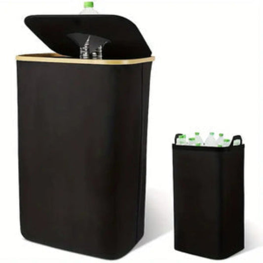 Collapsible Recycling Bin Lidded Storage Box Foldable Waste Sorting Container Carry Handles