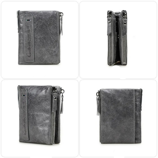 Compact Double Zipper Wallet for Women Slim Card Holder Coin Purse Small Zipper Wallet