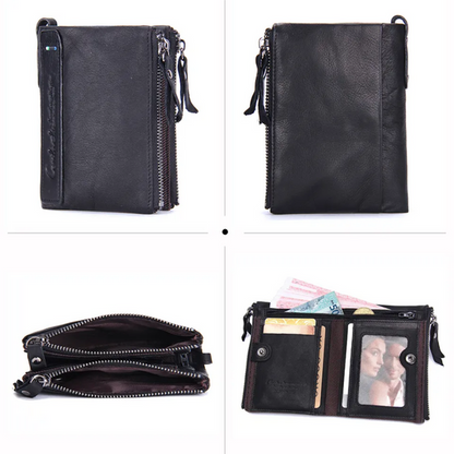 Compact Double Zipper Wallet for Women Slim Card Holder Coin Purse Small Zipper Wallet