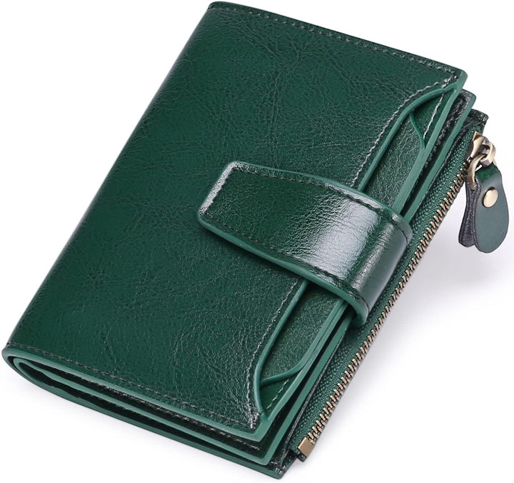 Compact RFID Blocking Zipper Wallet Slim Multifunction Card Holder Coin Purse Small Travel Wallet