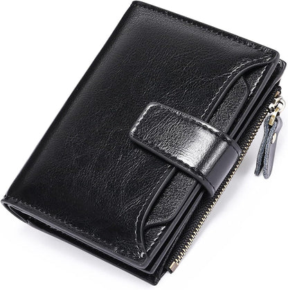 Compact RFID Blocking Zipper Wallet Slim Multifunction Card Holder Coin Purse Small Travel Wallet