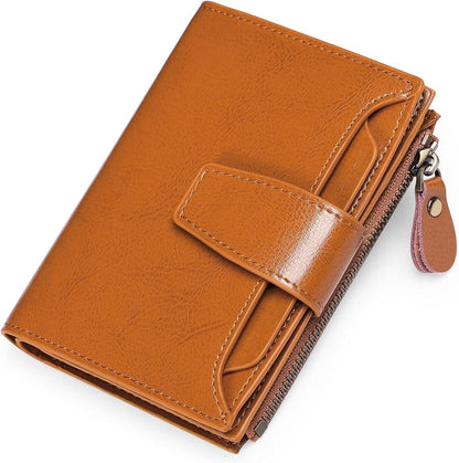 Compact RFID Blocking Zipper Wallet Slim Multifunction Card Holder Coin Purse Small Travel Wallet