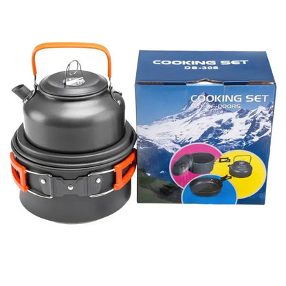 Complete Camping Cookware Set Portable Outdoor Cooking Kit with Pot Pan Kettle Bowl