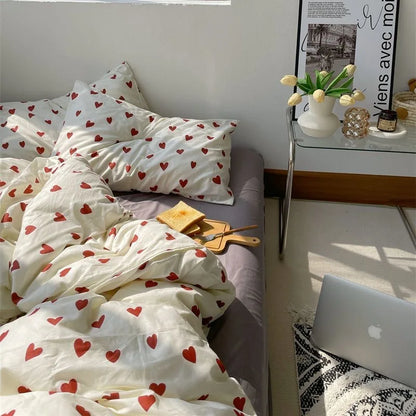 CozyLove Twin Full Queen Duvet Cover Set with Heart Design