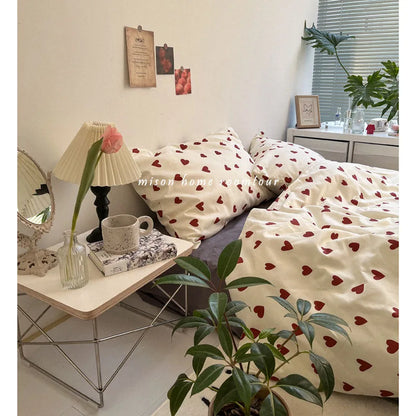 CozyLove Twin Full Queen Duvet Cover Set with Heart Design