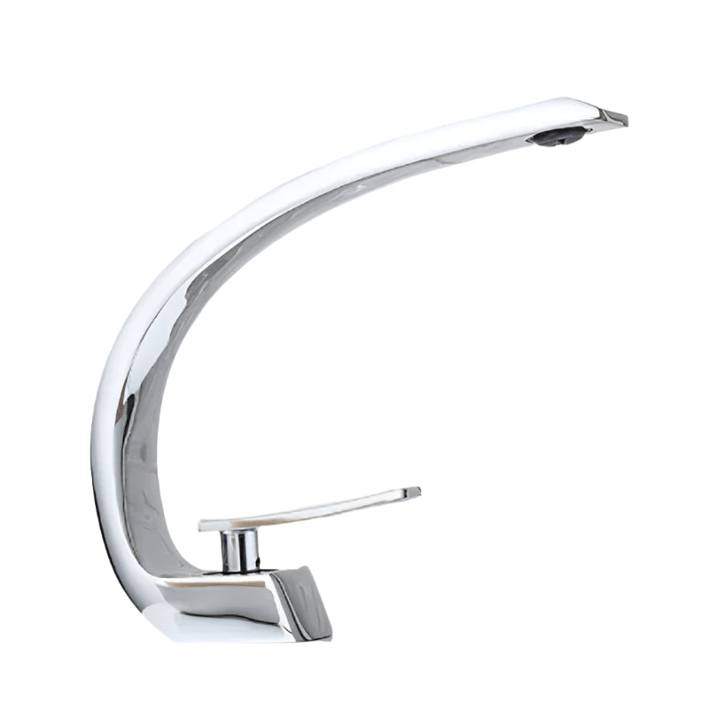 Crescent-Shaped Silver Shower Mixer Tap Modern Slim Bathroom Valve Ceramic Cartridge