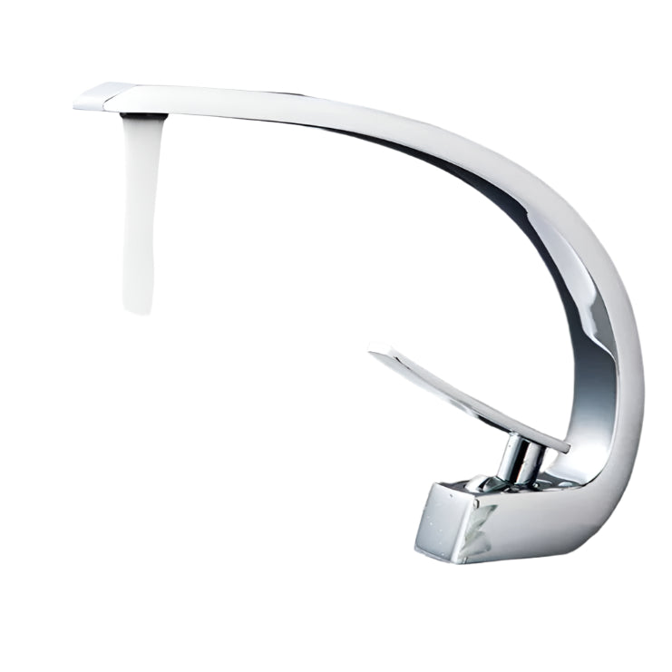 Crescent-Shaped Silver Shower Mixer Tap Modern Slim Bathroom Valve Ceramic Cartridge