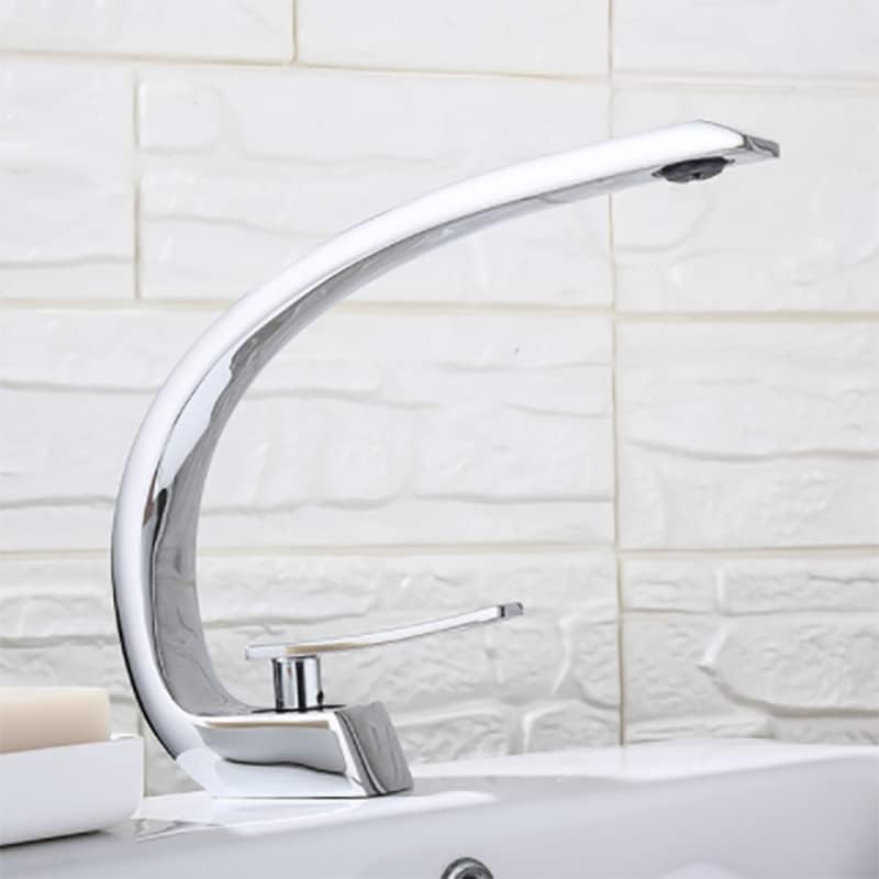 Crescent-Shaped Silver Shower Mixer Tap Modern Slim Bathroom Valve Ceramic Cartridge