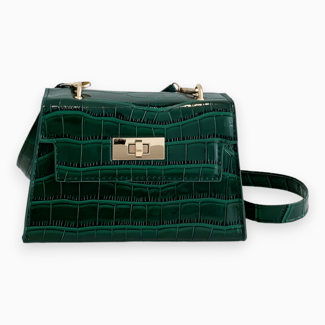 Crocodile Pattern Crossbody Shoulder Bag Adjustable Strap Mini Square Handbag Stylish Geometric Purse