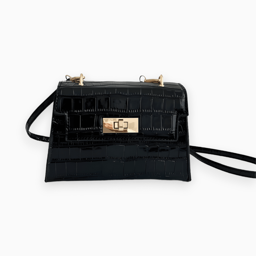 Crocodile Pattern Crossbody Shoulder Bag Adjustable Strap Mini Square Handbag Stylish Geometric Purse