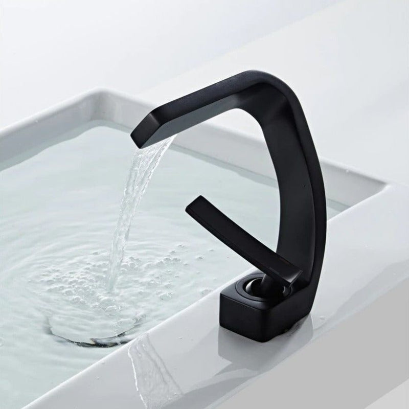 Curved Bathroom Sink Faucet Single Handle Modern Basin Mixer Tap