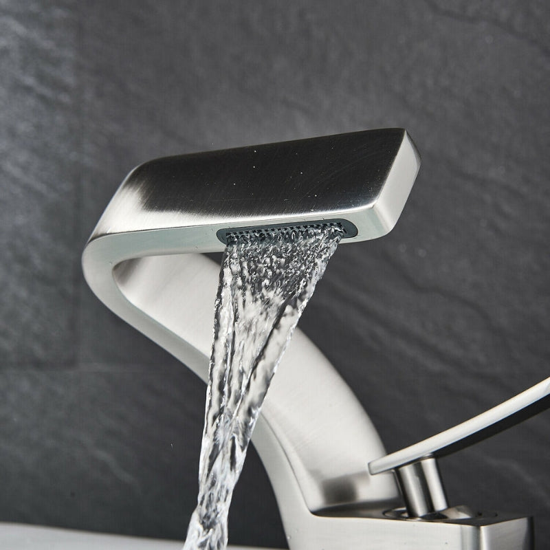 Curved Bathroom Sink Faucet Single Handle Modern Basin Mixer Tap