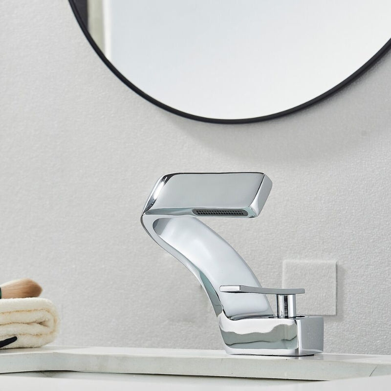 Curved Bathroom Sink Faucet Single Handle Modern Basin Mixer Tap