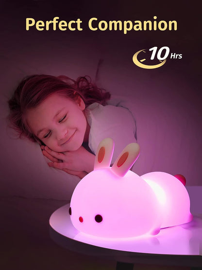 Cute Bunny Night Light for Kids Color Changing LED Touch Lamp Rechargeable