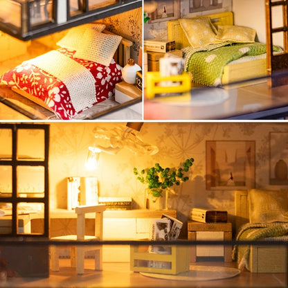 DIY Miniature Dollhouse Kit with LED Lights Detailed Mini House Model Craft Building Kit for Adults and Teens