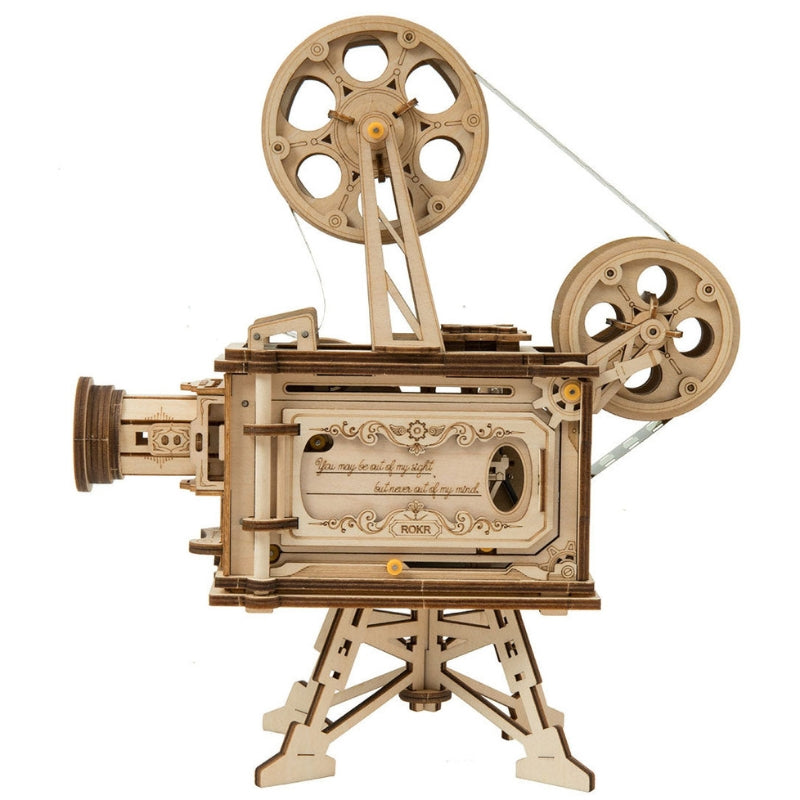 DIY Wooden Film Projector Puzzle Functional Mechanical Movie Projector Model Kit