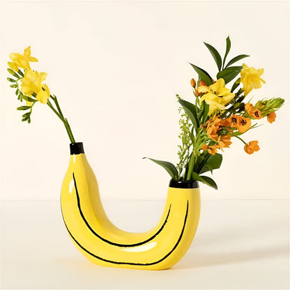 Decorative Banana Shaped Vase Curved Sculptural Silhouette