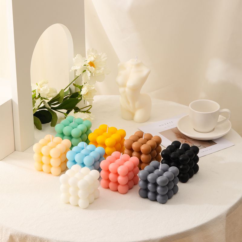 Decorative Bubble Cube Candle Soy Wax Aromatherapy Home Decor Gift