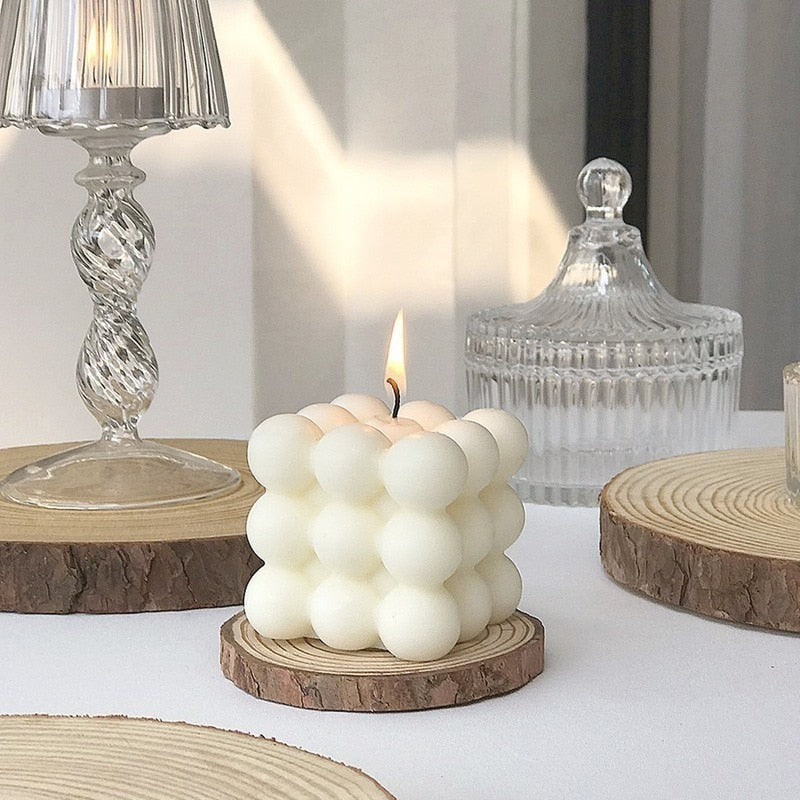 Decorative Bubble Cube Candle Soy Wax Aromatherapy Home Decor Gift