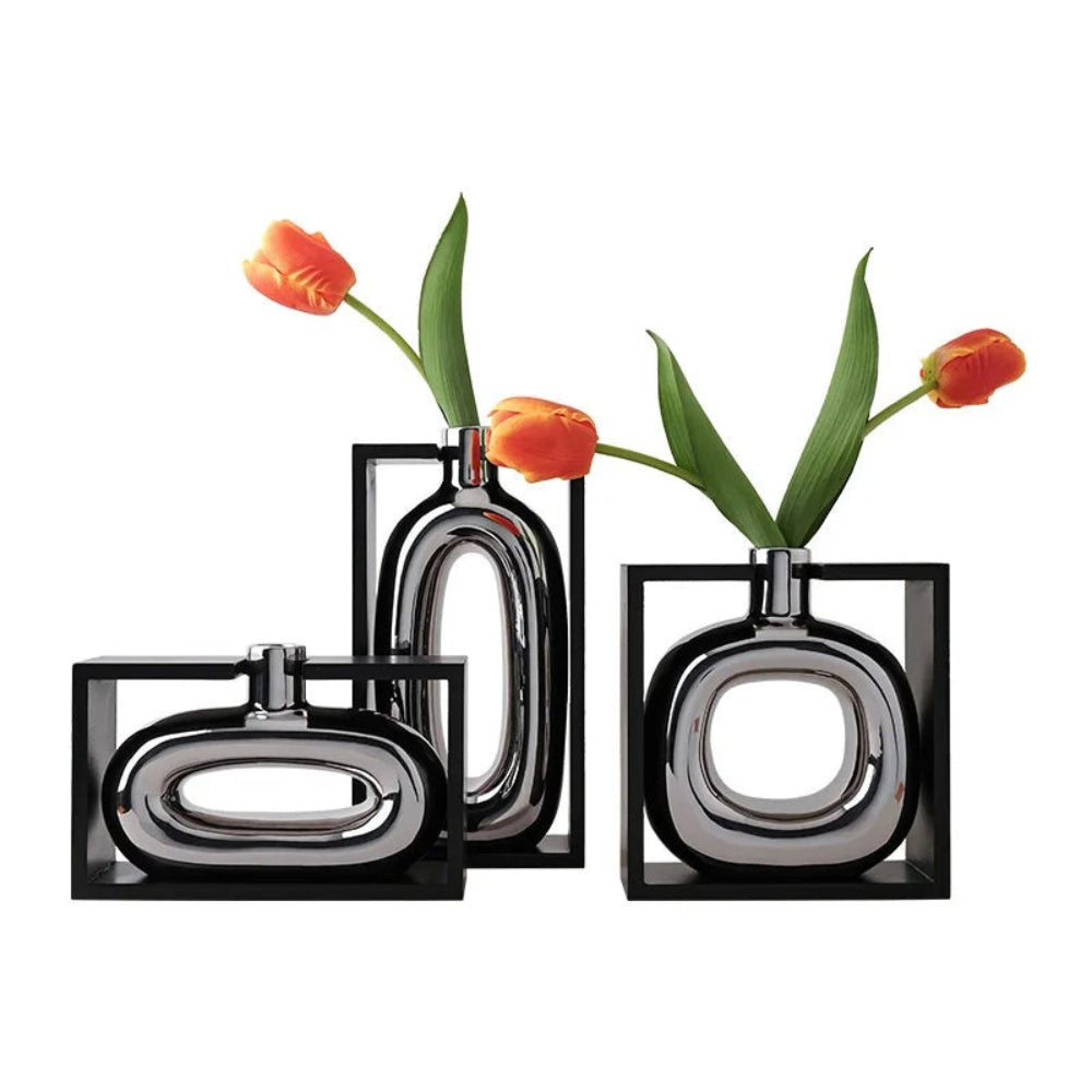 Decorative Hollow Cutout Vase Sculptural Home Display Accent