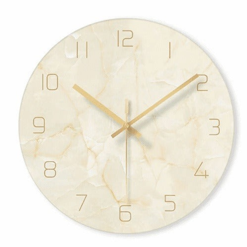 Decorative Marble Effect Wall Clock Silent Modern Round Design
