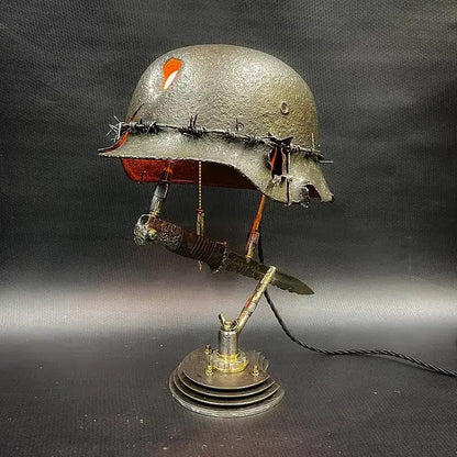 Decorative Resin Helmet Lamp Unique LED Desk Table Light for Home Office Shelf Decor