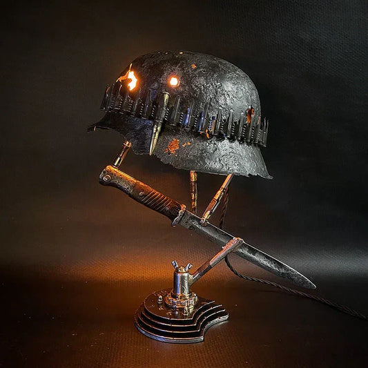 Decorative Resin Helmet Lamp Unique LED Desk Table Light for Home Office Shelf Decor