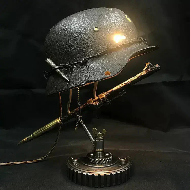 Decorative Resin Helmet Lamp Unique LED Desk Table Light for Home Office Shelf Decor