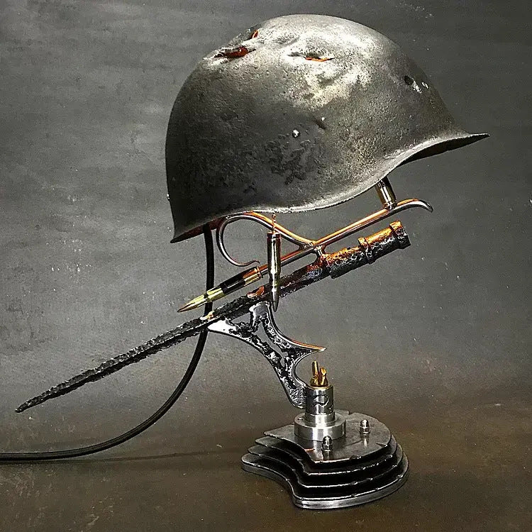 Decorative Resin Helmet Lamp Unique LED Desk Table Light for Home Office Shelf Decor