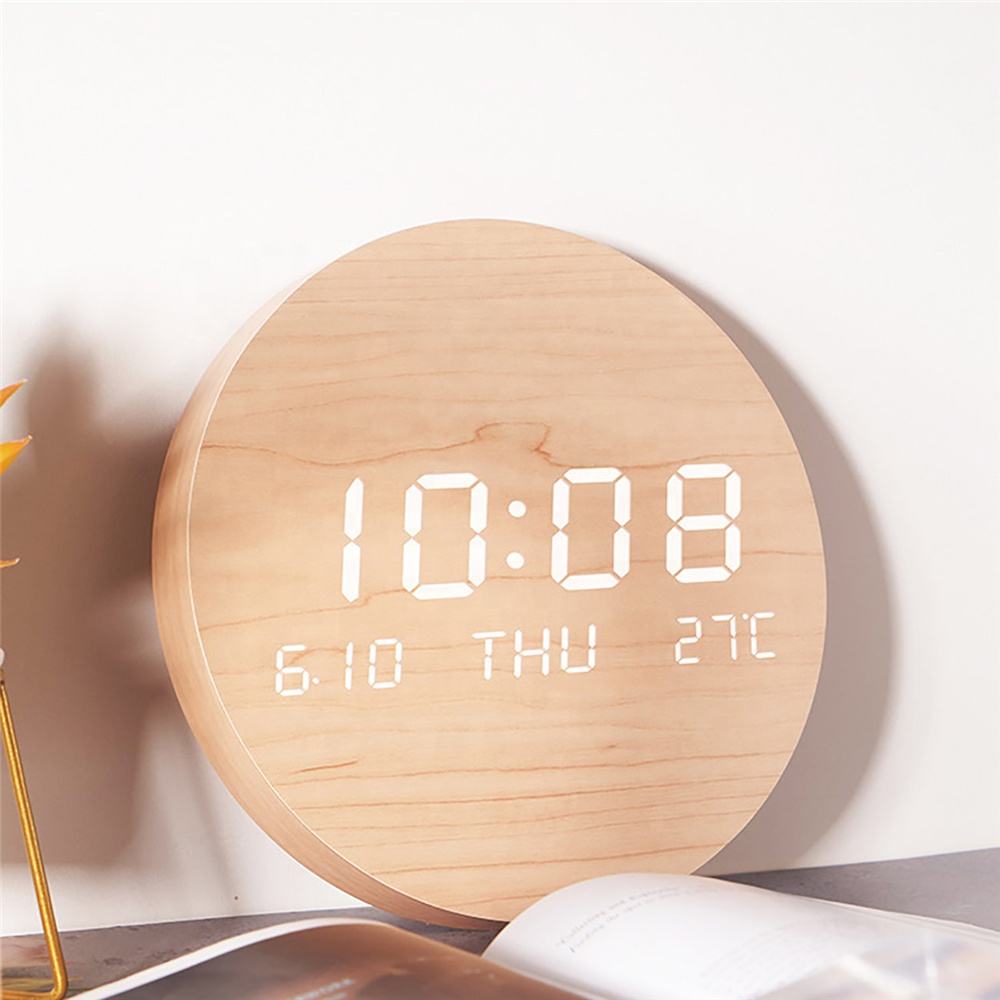 Digital LED Wall Clock with Time Date Temperature Display