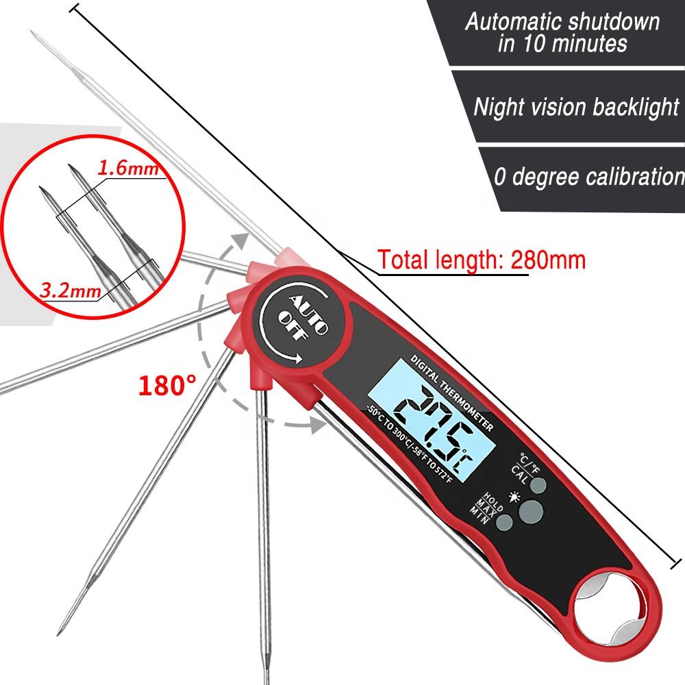 Digital Meat Thermometer Instant Read Waterproof Kitchen BBQ Thermometer Backlit Display