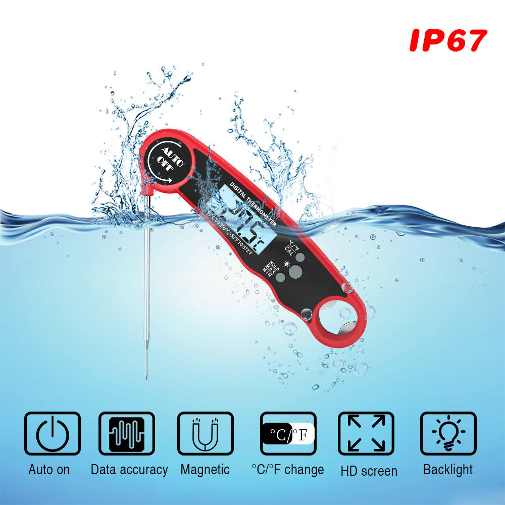Digital Meat Thermometer Instant Read Waterproof Kitchen BBQ Thermometer Backlit Display