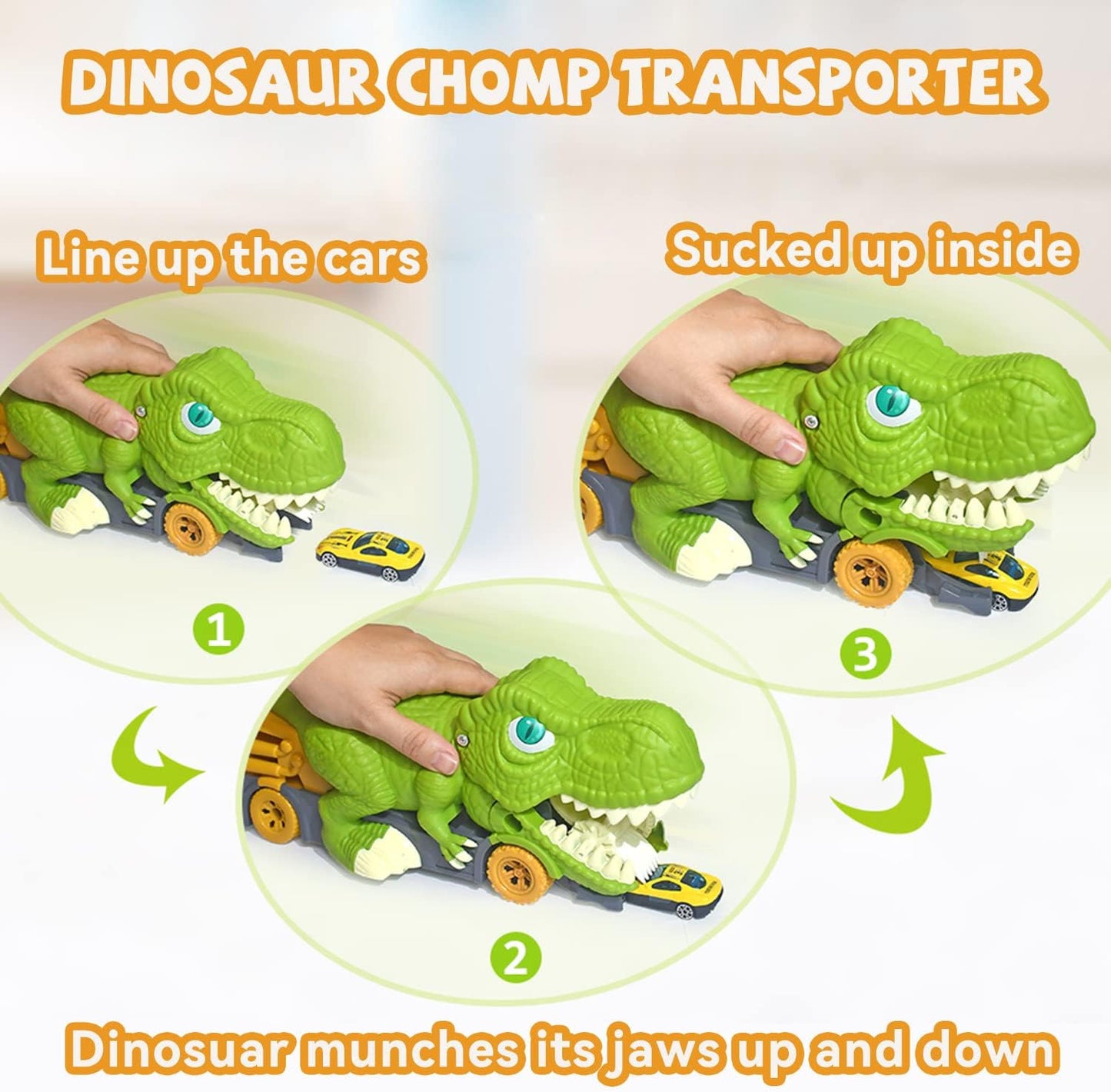 Dinosaur Truck Swallowing Car Toy Push Go Action Car Transporter Playset