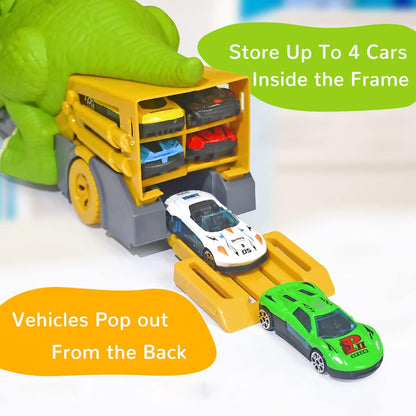 Dinosaur Truck Swallowing Car Toy Push Go Action Car Transporter Playset