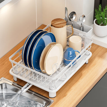 Dish Drying Rack Drainage System Kitchen Countertop Organizer