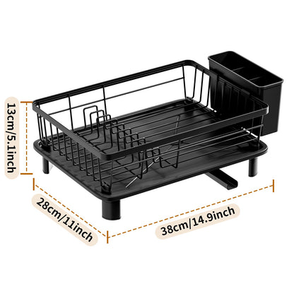 Dish Drying Rack Drainage System Kitchen Countertop Organizer