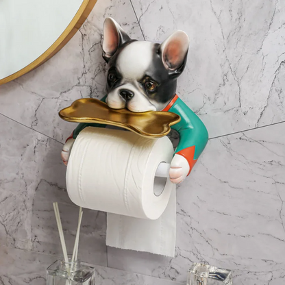 Dog Shaped Toilet Paper Holder Bathroom Shelf Decorative Wall Mount Tissue Roll Organizer