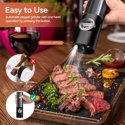 Electric Salt Pepper Grinder Rechargeable Stainless Steel Adjustable Mill