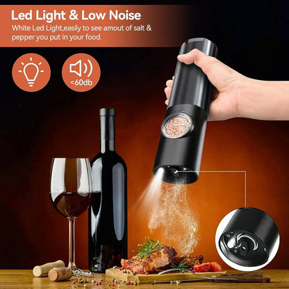 Electric Salt Pepper Grinder Rechargeable Stainless Steel Adjustable Mill
