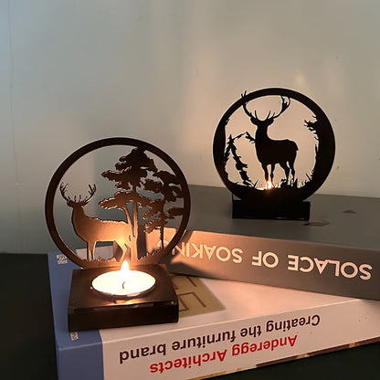 Elegant Deer Candle Holder Decorative Christmas Candle Stand Holiday Table Decor