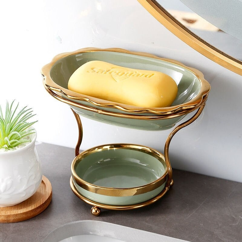Elevated Soap Dish with Drain Tray Bathroom Soap Holder Quick Drain Soap Saver