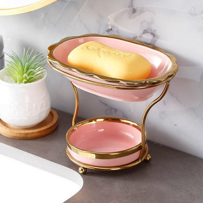 Elevated Soap Dish with Drain Tray Bathroom Soap Holder Quick Drain Soap Saver