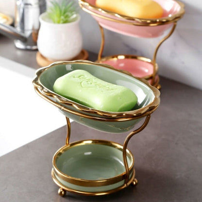 Elevated Soap Dish with Drain Tray Bathroom Soap Holder Quick Drain Soap Saver