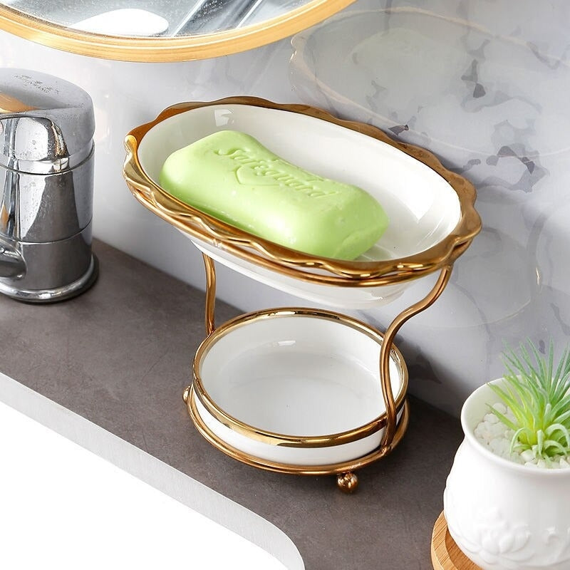 Elevated Soap Dish with Drain Tray Bathroom Soap Holder Quick Drain Soap Saver