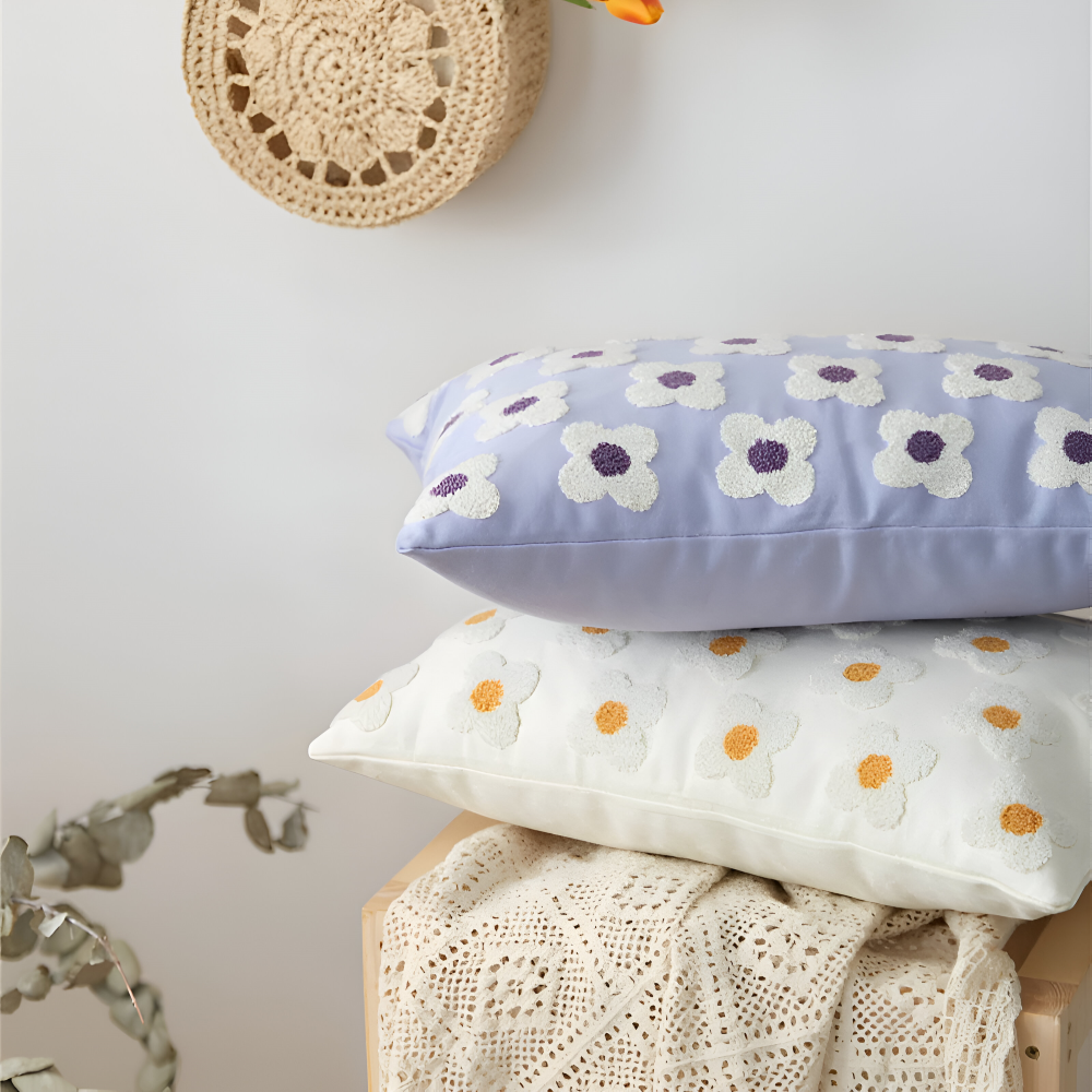 Embroidered Floral Cushion Covers Square and Rectangular Sofa Pillow Covers