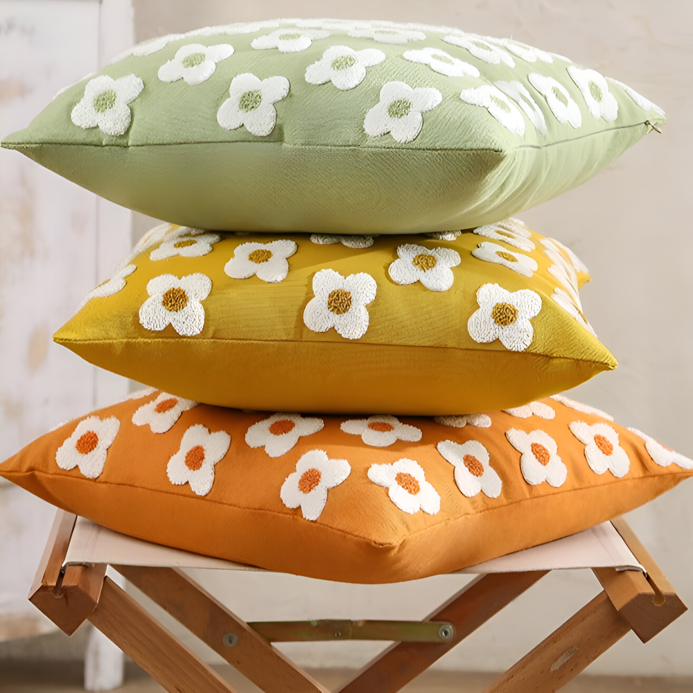 Embroidered Floral Cushion Covers Square and Rectangular Sofa Pillow Covers