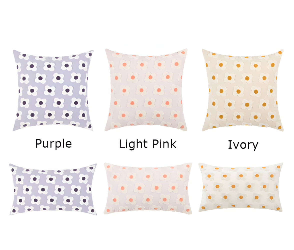 Embroidered Floral Cushion Covers Square and Rectangular Sofa Pillow Covers